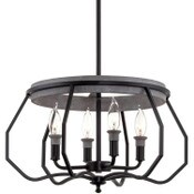 Wholesale - Beckett 18" 4-Light Farmhouse Pendant Chandelier, Open Shade Design, Textured Grey Concrete Finish + Black Accents, Perfect for Modern Homes C/P 1, UPC: 810018525323